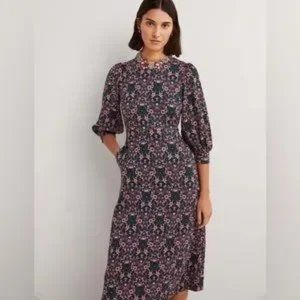 Blouson Sleeve Jacquard DressTrekking Green, Heart Bloom 12P